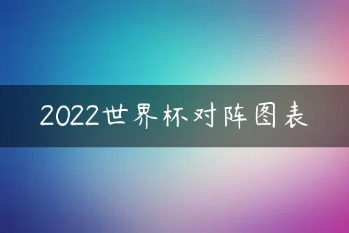 2022世界杯对阵图表